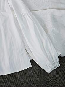 INAWLY 加大圆领灯笼袖衬衫 - 白色 - 查看 3