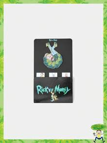 Rick and Morty X SHEIN 卡通人物图案黑色超现实记事本
