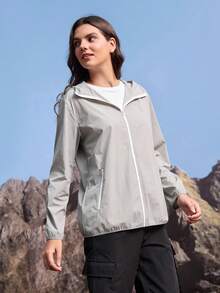 In My Nature Women's Long Sleeve Zipper Front Pocket Hooded Casual Jacket Perfect For Hiking, Trekking, Camping, Or Everyday Outdoor Activities - Grey - View 5