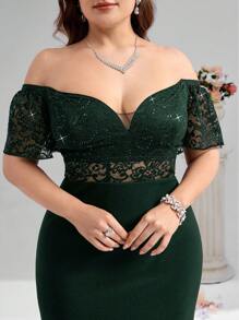 Coutiva Váy dạ hội trang trọng cỡ lớn (được trang trí nhiều) - Màu xanh lá cây đậm - Xem 7