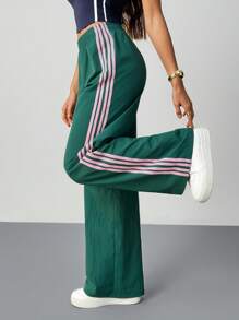 SHEIN Tall Women's Elastic Waist Side Striped Wide Leg Loose Casual Pants,Cargo Pants Sport Set For Women Athletic Set 2 Pieces Vacation Set Women Miami Outfits For Women Tracksuit Two Pieces Set Women Women Track Pants,Fall