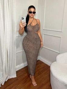 SHEIN SXY Robe léopard sexy ajourée - Multicolore - Voir 5