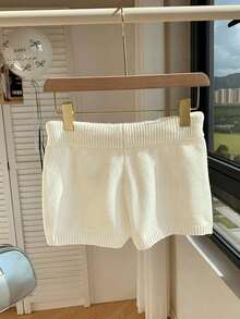 Comfortcana 女士休闲紧身迷你毛衣裤，适合日常穿着，适合返校穿着 - 杏色 - 查看 2