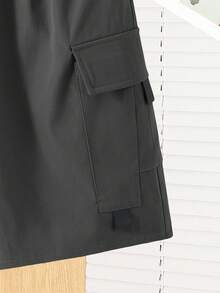 SHEIN Lässige graue Cargo-Shorts mit Taschen für Teenager, sportlicher Street-Punk-Rock-Preppy-Stil, geeignet für Frühlings-/Sommerausflüge, Partys, Musikfestivals - Dunkelgrau - Übersicht 3