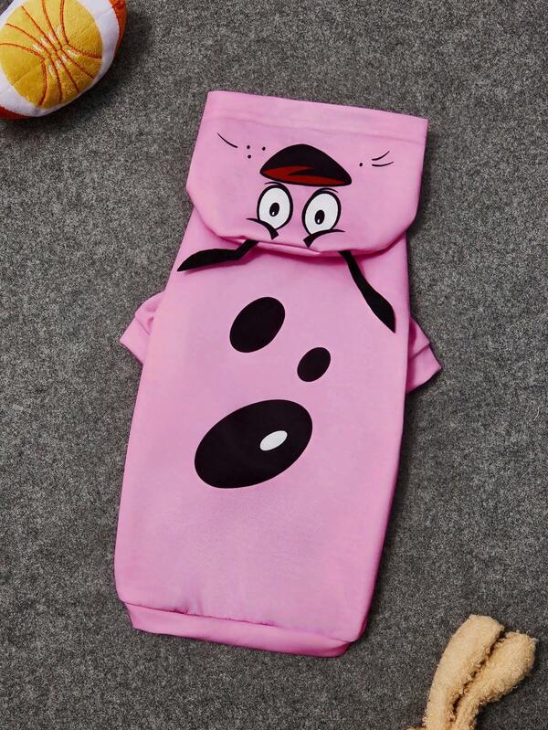 COURAGE THE COWARDLY DOG X SHEIN 1 pezzo Felpa con cappuccio per animali domestici con motivo carino a cartone animato, abbigliamento per gatti/cani, taglia da XXS a XXXXL, Coraggio, Cosplay