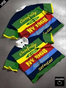 PAVTROS 男士时尚短款Polo T恤，宽松短款版型，融入嘻哈文化元素的年轻街头风格，适合追求独特街头时尚的年轻人 - 彩色 - 查看 5