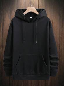 RueChic Cotton Men Skeleton & Slogan Graphic Drop Shoulder Drawstring Hoodie - Black - View 2