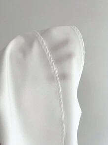 SHEIN Unity Váy ngắn tay dài cổ bèo nhún đôi thời trang ngoài trời cho nữ, thu/đông, chất liệu vải gân mềm mại, màu tương phản, thích hợp mặc ngoài trời khi trở lại trường - Nhiều màu - Xem 7