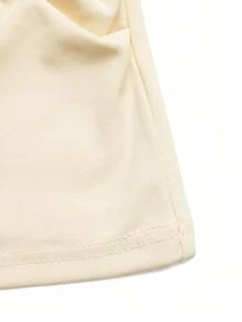 GlowEve Áo thun nữ tay dài thiết kế xoắn màu trơn, xếp ly thời trang thanh lịch - Màu be - Xem 5