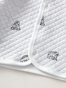 2 件套幼儿男童休闲连帽开衫，带卡通熊印花和裤子套装，舒适服装男婴连帽衫套装婴儿休闲套装男婴服装套装婴儿绗缝套装婴儿熊印花套装 - 灰色 - 查看 6