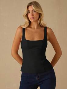 Enchnt 秋冬浪漫女士华丽丝绒闪亮水钻装饰蝴蝶结露背吊带背心，时尚优雅，适合派对、约会、节日、毕业典礼、外出、万圣节、圣诞节、秋季、新年等场合。 - 黑色 - 查看 4