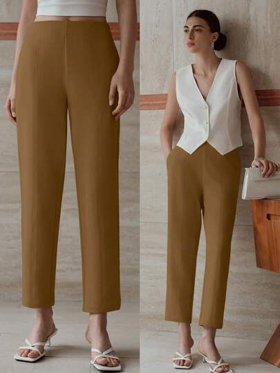 MOTF PREMIUM 纯色斜口袋锥形裤