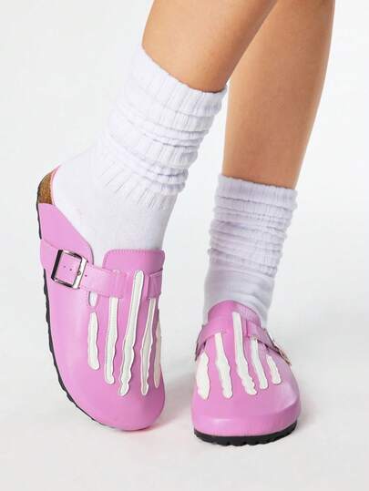 Goth Zapatos de mujer: Estilo gótico punk, mocasines sin talón, Mary Jane, bailarinas de suela blanda, sandalias, Halloween