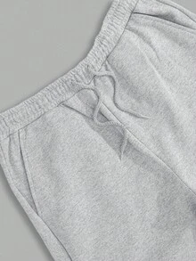 RueChic Men Smile Printed Elastic Drawstring Waist Regular Sweatpants - Grey - View 5