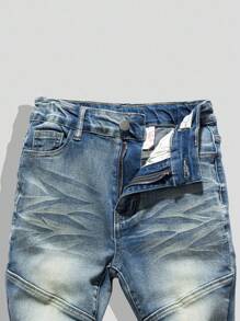 Tween Jungen Jeans, Lässig Stil, retro vintage gewaschene blaue Patchwork Skinny Jeans mit Elastik, coole Kombination für Schule & Lässig, Slim Fit, Heavy Wash, neue Herbstkollektion