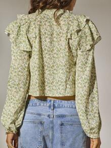 Aralina Fall Winter Western Ruffle Floral Print Boho Style Cute Going Out Office Top And Country Concert And Teacher - Multicolor - View 3