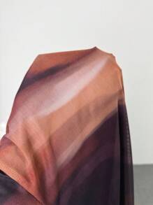 Firerie Plus Size Women's Ombre Gradient Print Backless Flare Sleeve Mini Mesh Sheer Sexy Flare Sleeve Dress, Vacation Dress, Sexy/Vacation/Beach/Romantic/Music Festival/Casual/Music Festival Art Print Gradient Pattern Short Dress With Waist And Back Tie Clothes For Women Abstract Print Dress Slay Diva Dress Curvy Dress Long Sleeve Dresses Curvy Summer Spring - Multicolor - View 10