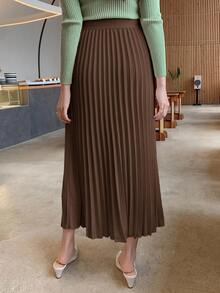 DAZY Gonna plissettata elegante di colore unito da donna, adatta per primavera/estate e autunno/inverno