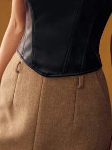 MOTF PREMIUM PU 皮革后拉链纯色抹胸