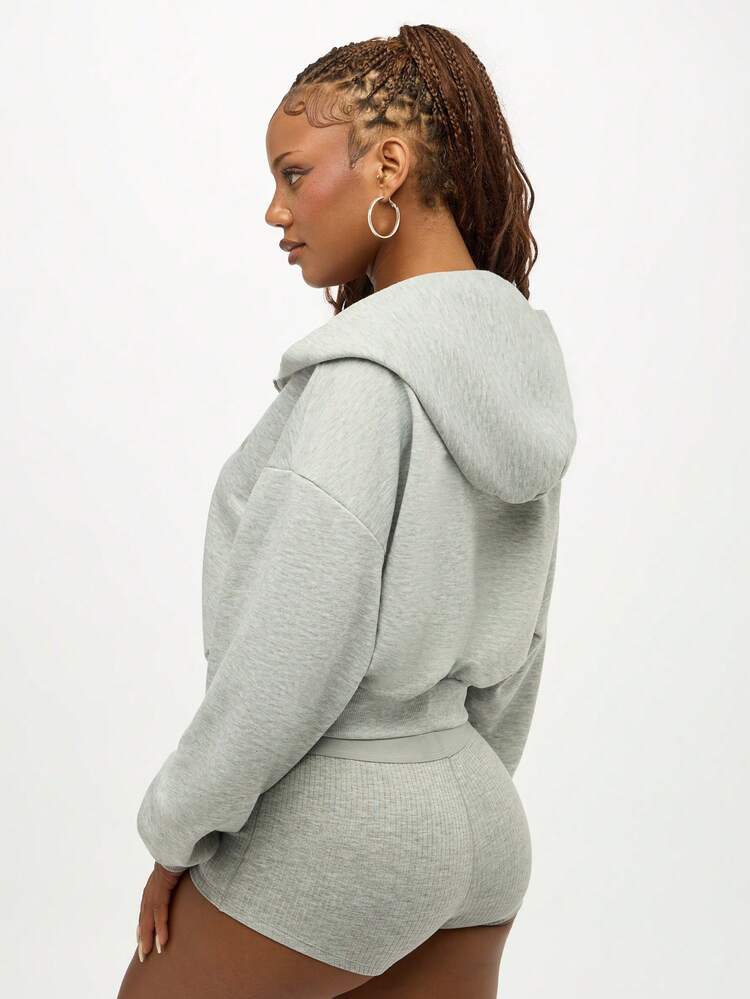SUMWON WOMEN Bluza z kapturem i zamkiem błyskawicznym, swobodna, krótka, zimowa, jesienna, nowoczesna, streetwear, odzież domowa, podstawowa, niezbędna, codzienna, modna, zamek błyskawiczny z przodu, inspirowana sportem