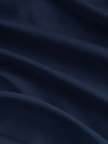 SHEIN MOD 大码女式海军蓝裹身式领带蝴蝶结灯笼袖衬衫 - 藏蓝色 - 查看 5