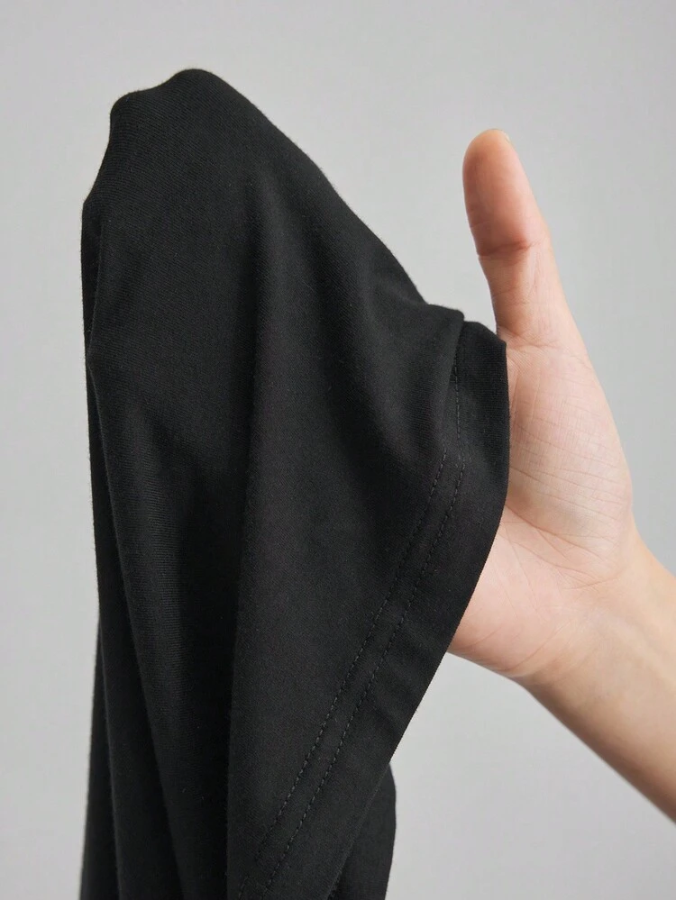 2025 Women's Extra Long Dress,Black,Autumn,Effortless Chic,Elegant,Office,Modern Urban Style,Waist-Cinched Loose Fit,Round Neck,Business Casual,Party