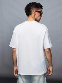 Transformers X SHEIN Men's Casual Fashion Street Robot & Letter Print Short Sleeve White T-Shirt, Summer - White - View 2
