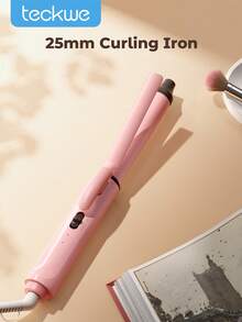 Teckwe 25mm Pink Curling Iron,2-Level Temp Rapid Heating Suitable For Home & Travel - EU Plug - Pink - View 2