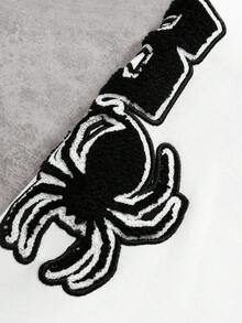 PAVTROS Men's Long Sleeve Y2K Number Skull & Bat Embroidered Color-Block Varsity Jacket, Black And White Skeleton Baseball Bomber, Emo Style Winter Outerwear, Halloween & Back To School, Fashionable Versatile Gift For Your Boyfriend , Fall - Black - View 3