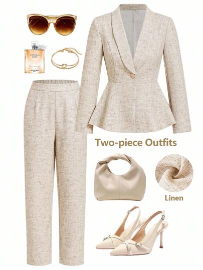 Ellevyn 女士优雅法式商务套装两件套，通勤和办公室穿着百搭，秋季女士套装商务休闲女装工作服女装秋季女装女士西装套装女士办公室套装返校教师装女士连衣裙夏季