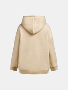 SHEIN ChillGRL 2pcs/Set Teen GirlCity Name 3D Graphic Knit Hoodie + Knit Flare Pants Suit - Multicolor - View 4