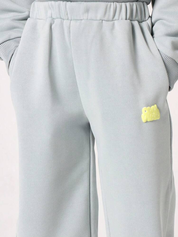 신축성 허리 조거 팬츠가 있는 크루넥 스웨트셔츠 세트