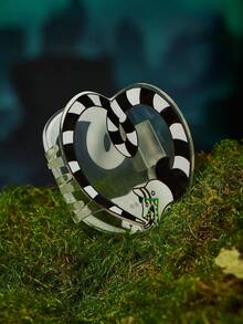 Beetlejuice X SHEIN 时尚条纹心形黑白发夹，适合居家、沐浴、美容、发髻发型、哥特风、角色扮演 - 無色 - 查看 5