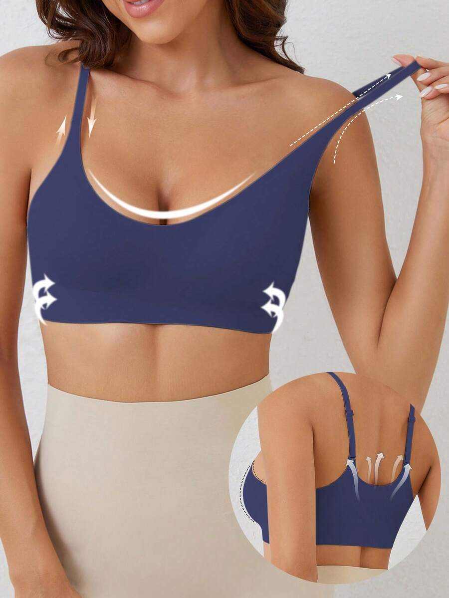 Ocili 女士纯色休闲舒适日常内衣 - 藍色 - 查看 1