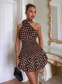 Glamine 女士优雅经典复古波尔卡圆点紧身露背连衣裙，春季连衣裙，沙滩裙，夏季连衣裙，晚礼服，紧身连衣裙，浪漫连衣裙，适合日常约会，度假，海滩，夜总会，派对 - 咖啡棕 - 查看 6