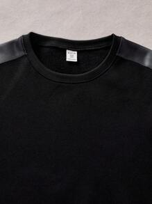 2件套男童休闲渐变印花宽松卫衣和运动裤套装 - 黑色 - 查看 3