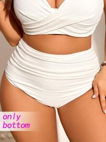 Swim Chiccia Bottom de bañador de tela acanalada de unicolor y pliegues para tallas grandes, apto para uso diario y vacaciones