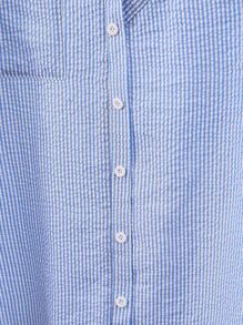 SHEIN Franclia 大码条纹拼布口袋二合一衬衫 - 藍色 - 查看 3