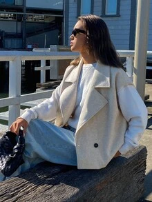 DAZY Women's Loose Short Sleeveless Woolen Vest Coat, Autumn/Winter Jacket