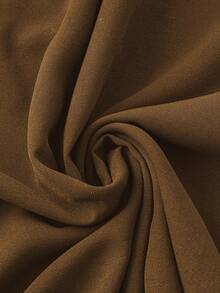 SHEIN LUNE CURVE Vestido largo de manga larga con botones delanteros de unicolor, para mujeres talla grande, atuendo de Navidad - Marrón Mocha - Ver 5