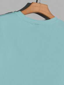 Manfinity Dauomo 男士休闲字母印花背心，夏季 - 霧霾藍 - 查看 3