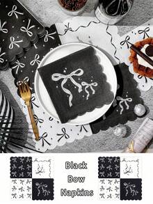 20PCS Set Pink Bow Napkins, Theme Birthday Party Decorations, Shower, Cute Bow Tableware Supplies, Tea, Wedding Party Decor, For Weddings, Bridal Showers And Birthday Parties, Tea Parties, Garden Parties, Fancy Napkins - Multicolor - View 14