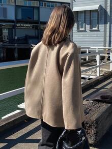 DAZY Women's Loose Mid-Length Overcoat, Autumn/Winter - Khaki - View 6