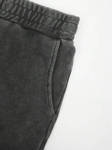 Manfinity Hypemode 男士水洗卫衣套装；工装卫衣裤套装，2000年代风格，秋季服装 - 灰色 - 查看 4