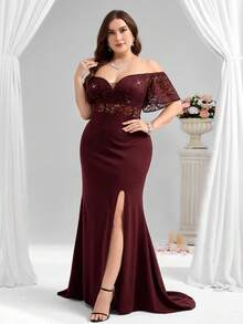 Coutiva Abendkleid in Große Größen (stark verziert) - Bordeaux - Übersicht 6