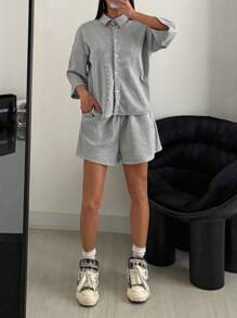 EURMUSE 女士 Polo 领衬衫和短裤两件套