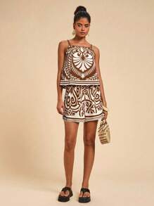 Travachic 女式复古细肩带无袖上衣和短裤两件套