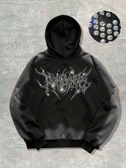 Street Life Men's Tie-Dye Pattern Long Sleeve Casual Loose Hoodie Sweatshirt (Random Rhinestone Decor)