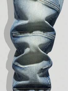 Tween Jungen Jeans, Lässig Stil, retro vintage gewaschene blaue Patchwork Skinny Jeans mit Elastik, coole Kombination für Schule & Lässig, Slim Fit, Heavy Wash, neue Herbstkollektion