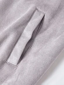 SHEIN 1 件男童休闲灰色字母印花棒球夹克，常规厚度，日常穿着，秋季 - 淺灰色 - 查看 5